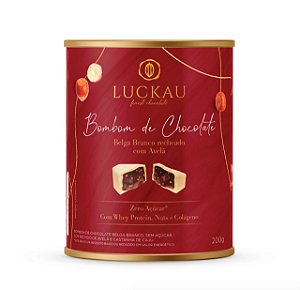 Lata chocolate branco com avelãs Luckau 200g