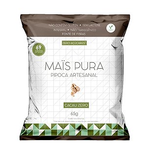 Pipoca artesanal sabor cacau zero açúcar Mais Pura 65g