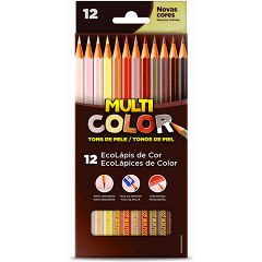 Lápis de Cor Tons de Pele 12 Cores Multicolor Ecolápis