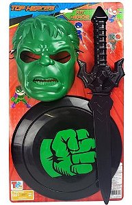 Kit Hulk Homem Aranha Capitao America Espada Escudo Mascara