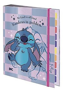 Caderno Fichário Argolado Colegial Stitch Disney Elastico
