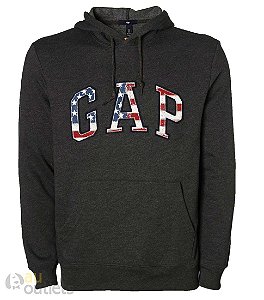 Moletom Masculino Cinza Escuro / USA Flag - Médio