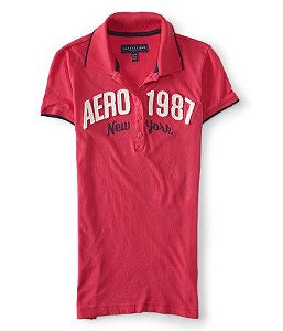 Camisa Polo Feminina Pink -  - Areropostale Graphic T -   Média