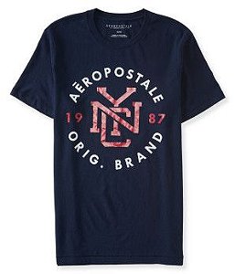 NYC Original do logotipo do círculo Graphic T Masculina M Azul Escuro