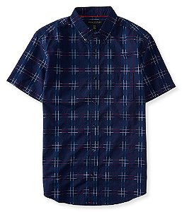Plaid Dobby Woven Shirt Camisa em Manga Curta G