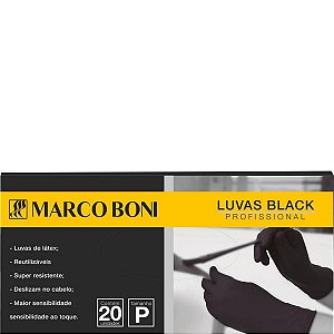 Marco Boni Luvas Black Latex Preta Profissional Tam P - 20 Unid Ref 1453