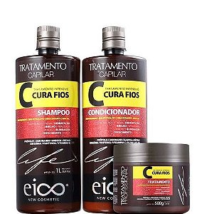 Eico Kit Cura Fios Shampoo e Cond 1L + Máscara Cura Fios 500g