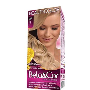 Coloração Beauty Color Kit Bela&Cor Tinta Creme 9.0 Louro Muito Claro