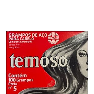 Teimosão Grampos de Aço Para Cabelo Preto Com 100 Unidades Nº 5