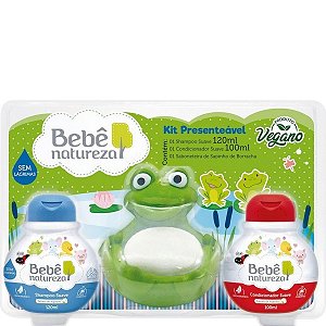 Bebê Natureza Kit Shampoo e Cond Suave + Saboneteira Sapinho