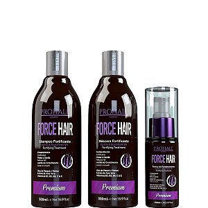 Prohall Kit Crescimento Capilar Force Hair Shampoo + Máscara + Tônico
