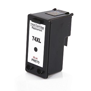 Cartucho de Tinta Preto Compatível HP 74XL CB336WB 25ml Alta Capacidade - Economia e Qualidade para Impressoras Photosmart HP