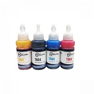 Refil Tinta Epson T664 Preto para L110 L100 L120 L200 L220 L4550 L355 L365 L375 L380 L395 L495 70ml