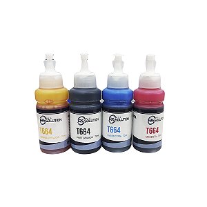 Refil Tinta Compatível T664 Colorido para Epson L110 L120 L200 L220 L355 L365 L375 L380 L395 70ml