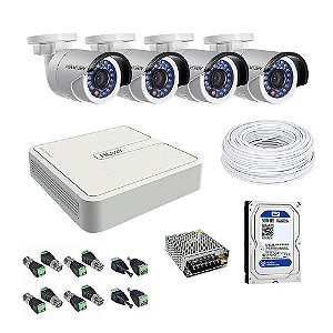 Kit CFTV 04 Câmeras com HD 500Gb - Hikvision