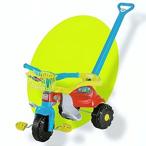 Triciclo Infantil com Empurrador Velotrol Motoca Velocípede Bebê Menino - Azul  Magic Toys (Tico - Tico)
