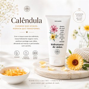 CREME PARA MÃOS 60ML TOQUE SECO PERFUMADO CALÊNDULA - FLORA VIE