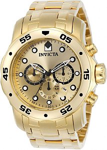 Relógio Invicta Original Pro Diver 0074 Banho Ouro Cronógrafo