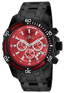 Relógio Invicta 24857 Pro Diver 51mm Masculino Preto Mostrador Vermelho Cronógrafo