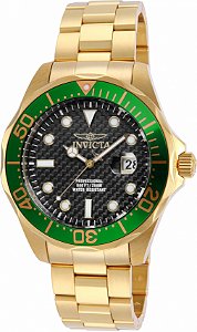 Relógio Invicta Pro Diver 14358 Quartzo 47mm Dourado Bisel Verde