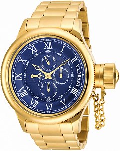 Relógio Invicta Pro Diver 17667 Quartzo 52mm Dourado Fundo Azul