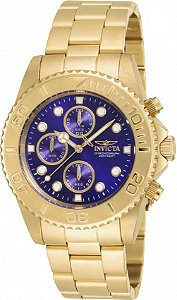 Relógio Invicta Pro Diver 19157 Quartzo 43mm Dourado Fundo Azul