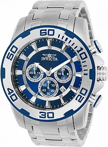 Relógio Invicta Pro Diver 22319 Quartzo 50mm Prateado Mostrador Azul