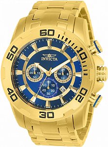 Relógio Invicta Pro Diver 22321 Quartzo 50mm Dourado Mostrador Azul