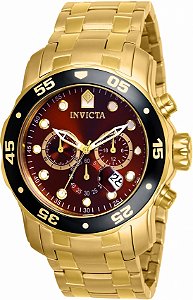 Relógio Invicta Pro Diver 80065 Dourado Quartzo 48mm Mostrador Castanho