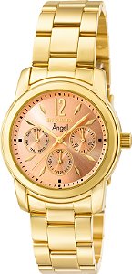 Relogio Invicta Angel 0464 Caixa 38mm Banho Ouro 18k Mostrador Ouro Rosê