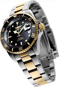 Relogio Invicta 8927OB Pro Diver 40mm Banho Combinado Prata e Ouro 18k Mostrador Preto Automático