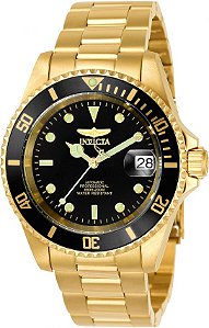 Relógio Invicta 8929OB Pro Diver 40mm Banho Ouro 18K fundo Preto Automático