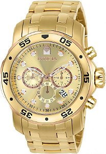 Relógio Invicta Pro Diver 80071 Banho Ouro 18k Fundo Champanhe e Rosê