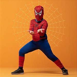 Fantasia Homem Aranha Infantil Macacão LUXO