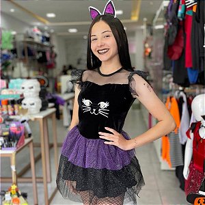 Fantasia Gatinha Roxa Infantil