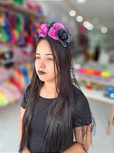 TIARA CAVEIRA MEXICANA COM VEU