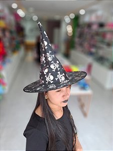 CHAPEU BRUXA ESTAMPADO COM 6 UNIDADES