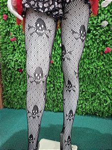 MEIA CALÇA ARRASTÃO PRETA - CAVEIRAS