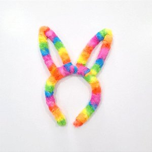 Tiara Orelha de Coelho Pelúcia Colorida