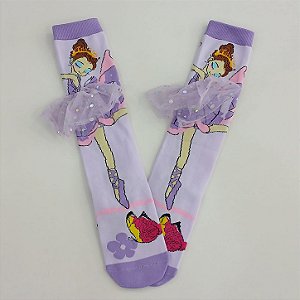 MEIA MALUCA 3D DIVERTIDA - BAILARINA LILAS