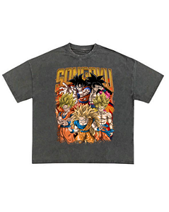 CAMISETA STREETWEAR OVERSIZED SON GOKU TRANSFORMAÇÕES