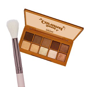 Kit Paleta de Sombras Explosão de Caramelo Sweet Caramel + Pincel para Esfumar Sombra