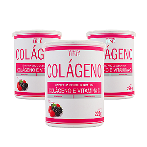 Colágeno em pó com vitamina C + 3 potes