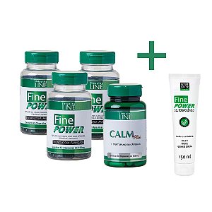 Kit 3 Fine Power em caps, 1 Calm Plus e 1 gel de presente