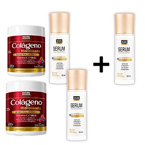 Kit Pele Perfeita Colágeno Hidrolisado em pó e Sérum Facial