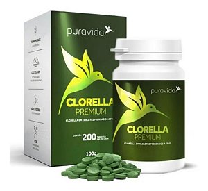 Clorella Premium Puravida, 500mg, 200 Tabletes Pura Vida