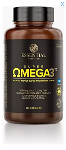 Suplemento em cápsula Essential Nutrition Premium Super Omega 3 TG em pote de 180 unidades