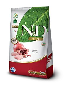 RAÇÃO N&D Prime Grain Free Gatos Adultos Frango e Romã 7,5KG