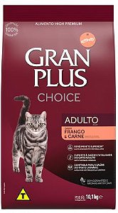 RAÇÃO GRANPLUS CHOICE GATOS ADULTO SABOR FRANGO & CARNE 10,1kg
