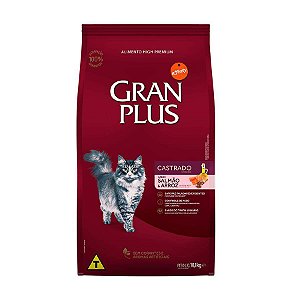 RAÇÃO GRANPLUS GATO ADULTO CASTRADO SABOR SALMÃO & ARROZ 10,1kg